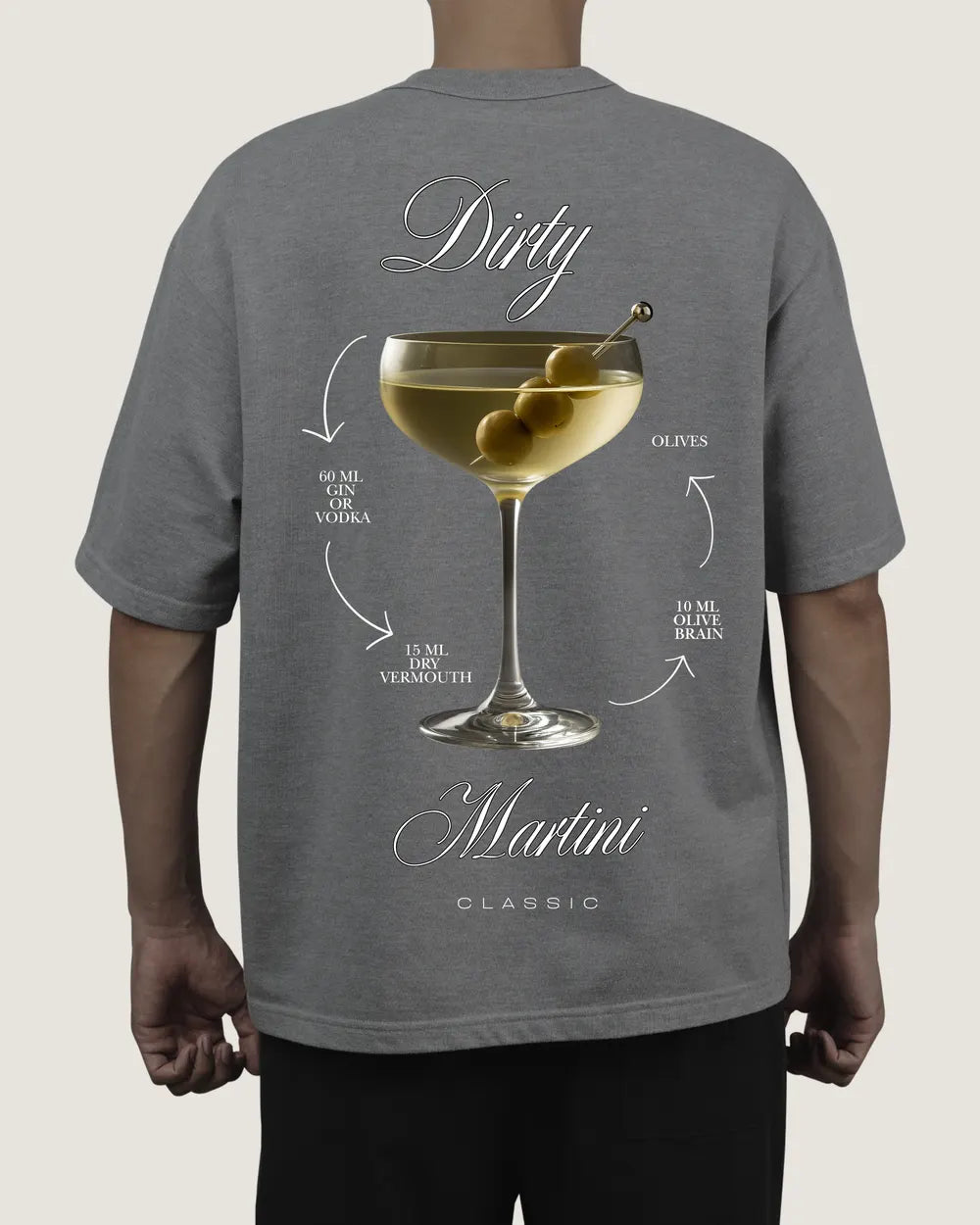 Playera Dirty Martini Gris, espalda