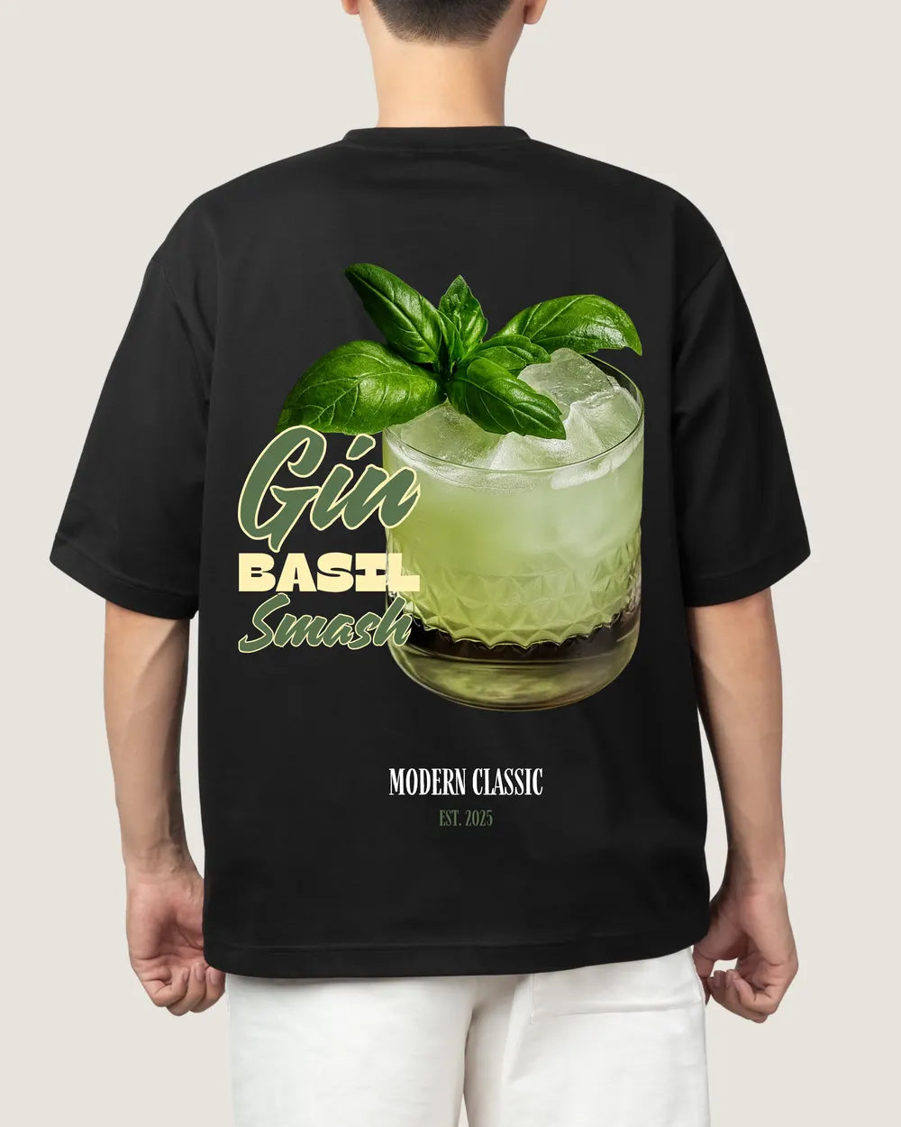 Playera Gin Basil Smash Negro, espalda